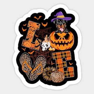 Funny Rottweiler Dog Lover Gift Rottweiler Halloween Pumpkin Sticker